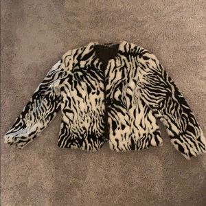 Black and white faux fur coat